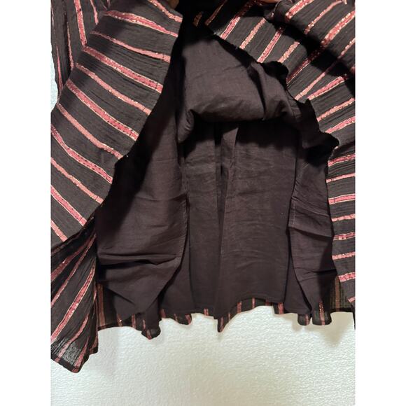 Ulla Johnson Rosalind Metallic Chocolate Striped Mini Dress Size 6 - Picture 7 of 11